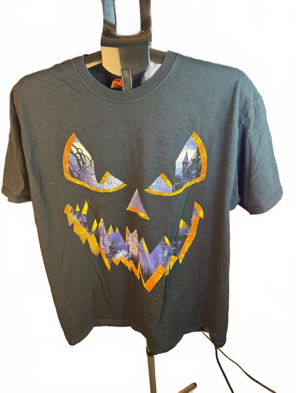 Black Halloween Pumpkin Face T-Shirt Jack o lantern sz XL